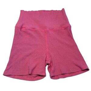 Daily Drills Ribbed‎ High Waist Biker Shorts – Pink – Size XS/S